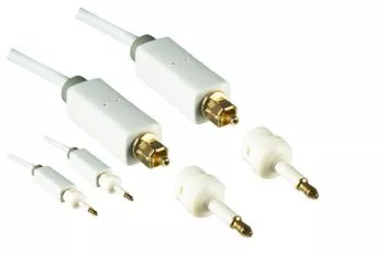 Toslink cable, 4mm diameter, HQ plug, Monaco Range, + 2 adapters to mini Toslink, white, DINIC box with Euro hole, length 2.00m